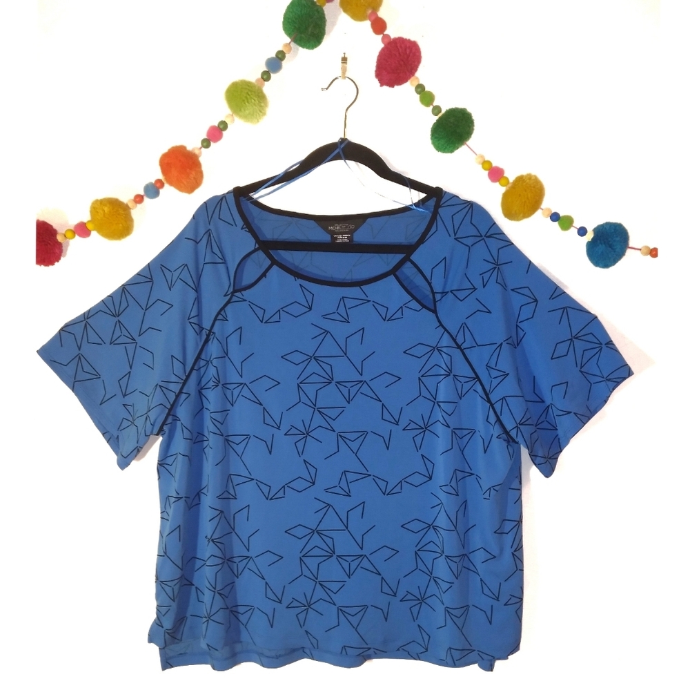 Michel Studio Plus Blue Geometric Blouse 3X
